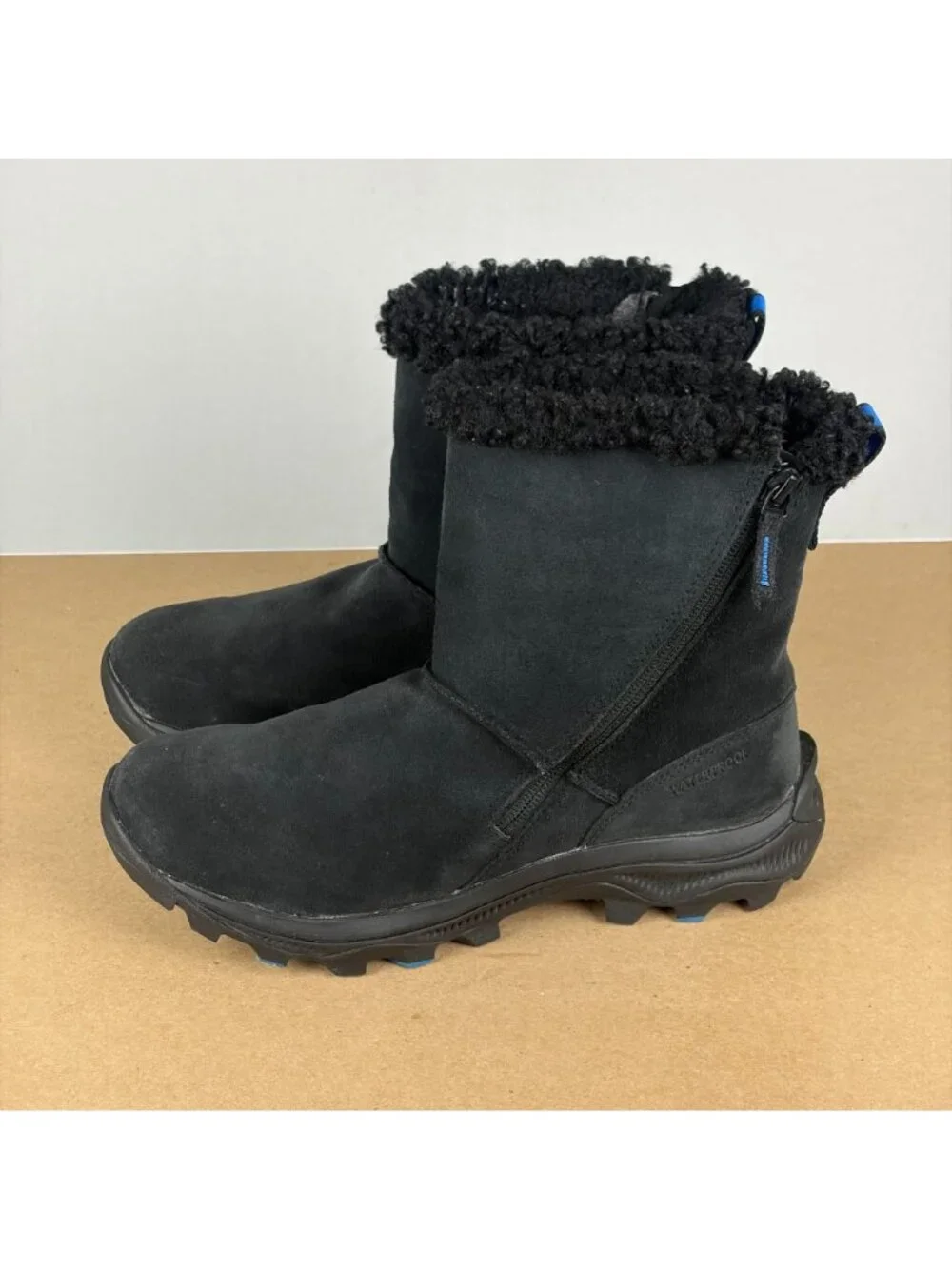 Merrell Icepack 2 Faux Fur Lined Winter Boots Womens 9 Black Side Zip Warm